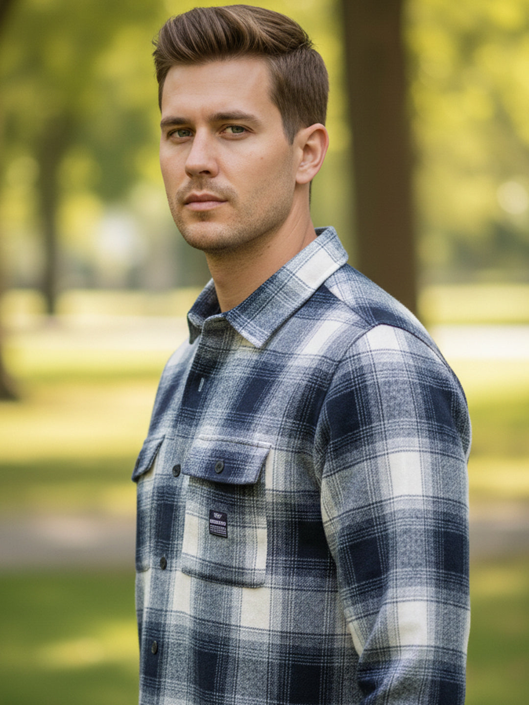 Afterdark Dark Blue Check Full Sleeve Shirt