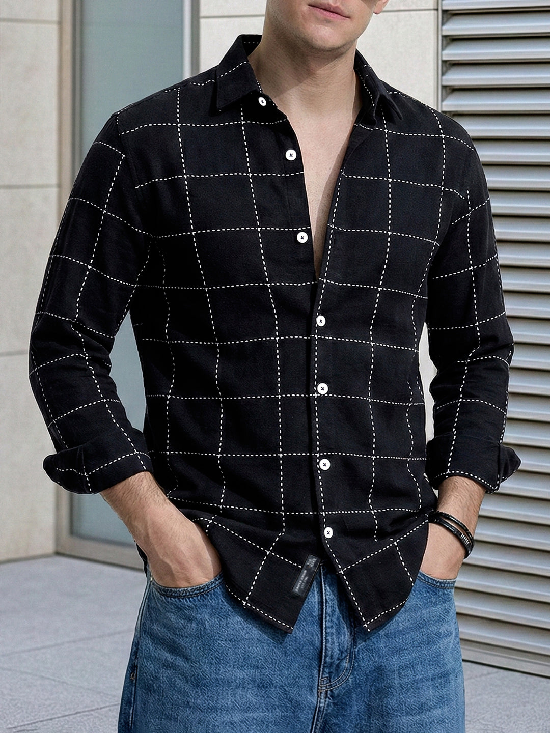 Skywave Black Check Full Sleeve Shirt