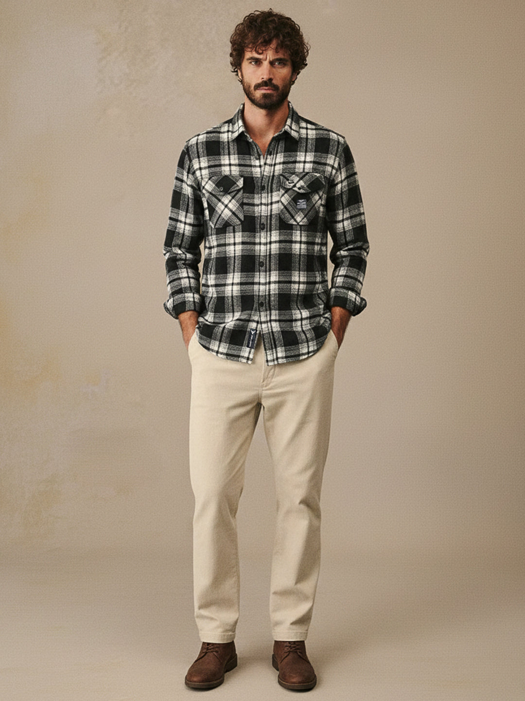 IronHawk Black Check Full Sleeve Shirt