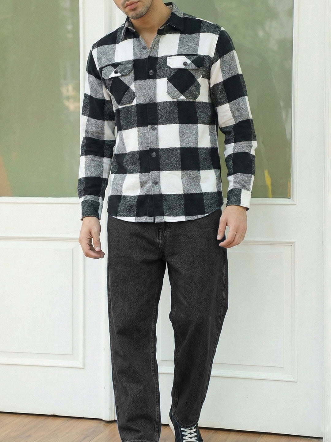 Frame Theory Grey Check Full Sleeve Shirt