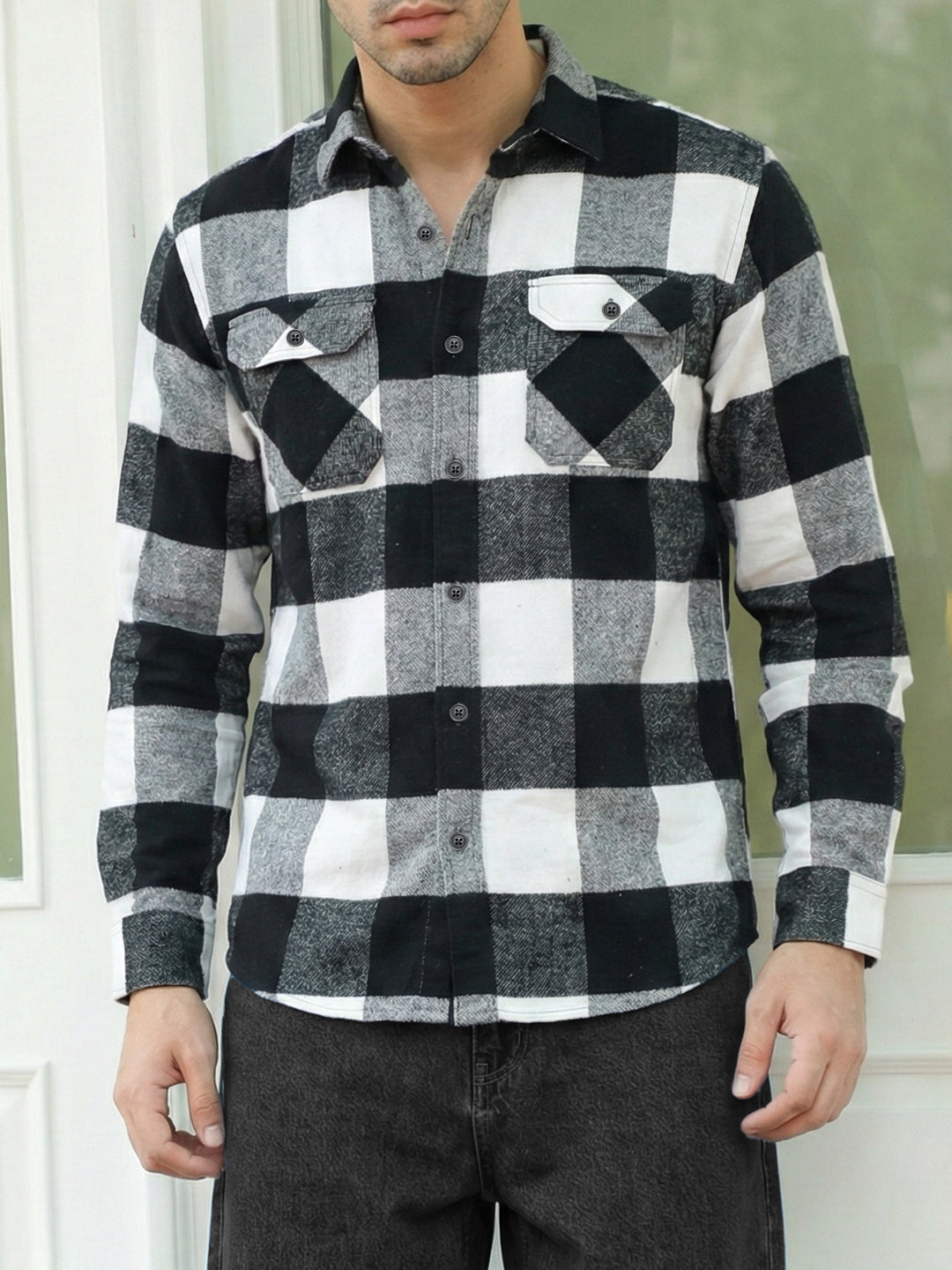 Frame Theory Grey Check Full Sleeve Shirt