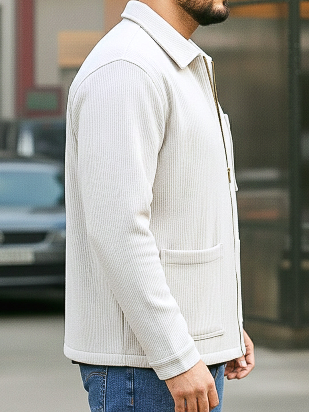 Sandstone Heritage White Ribbed Shacket