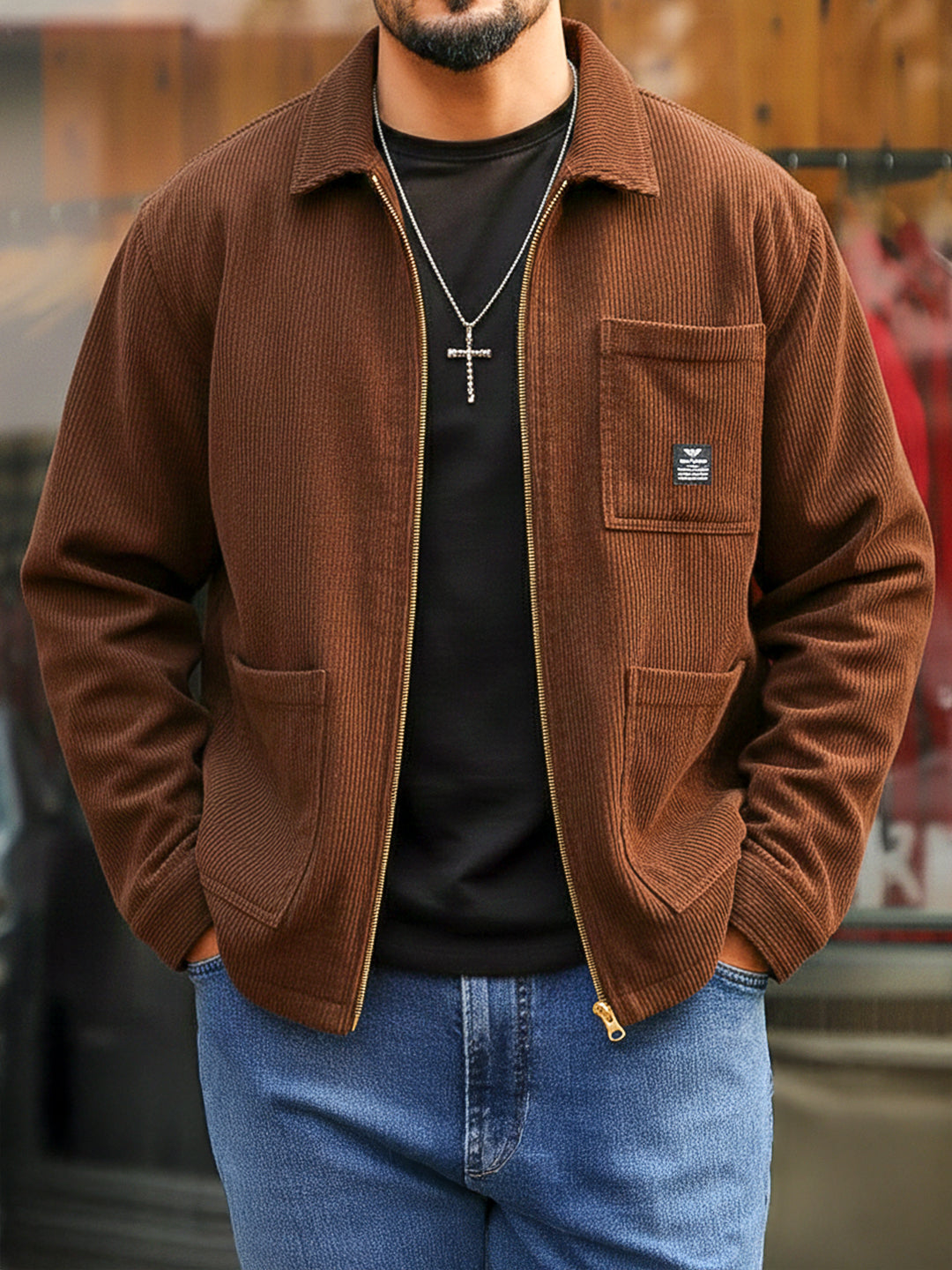 Sandstone Heritage Brown Ribbed Shacket