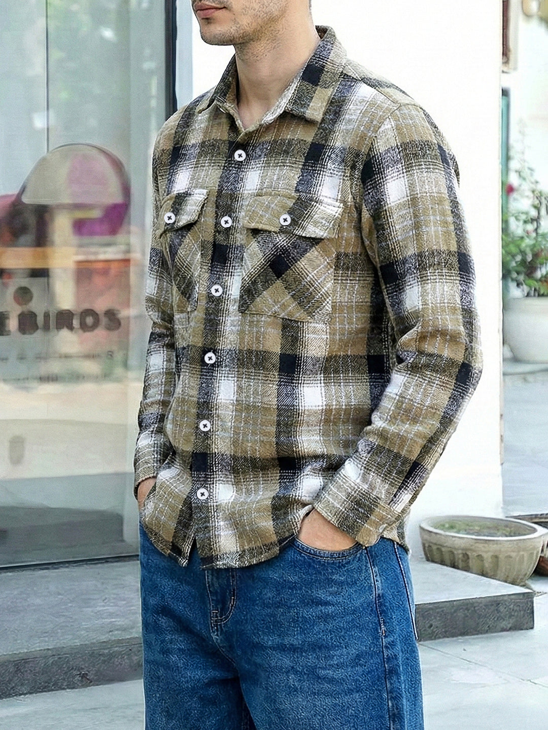 Fabric Theory Dried Moss Check Full Sleeve Shirt