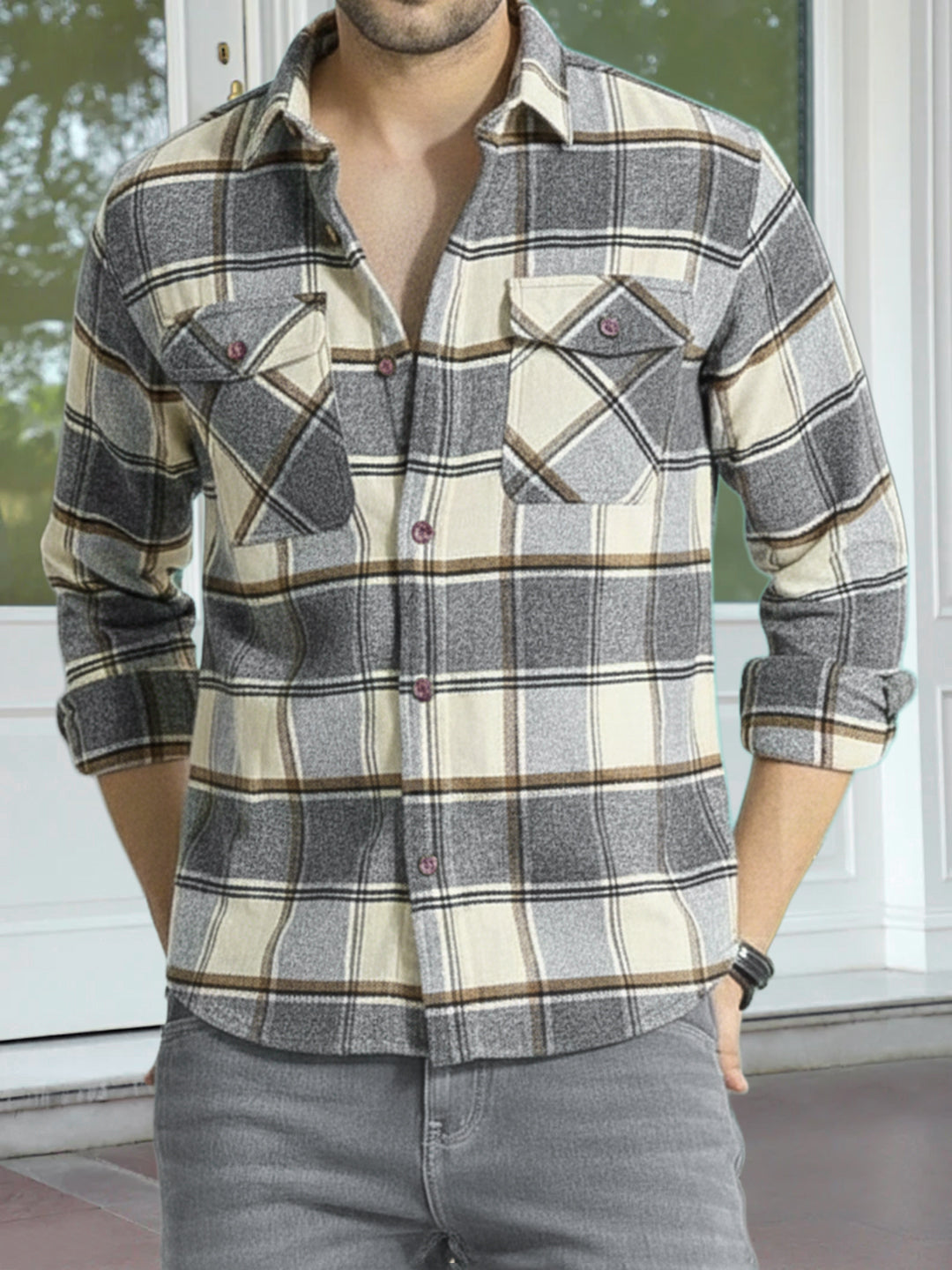 Northfield Classic Light Grey Check Shacket