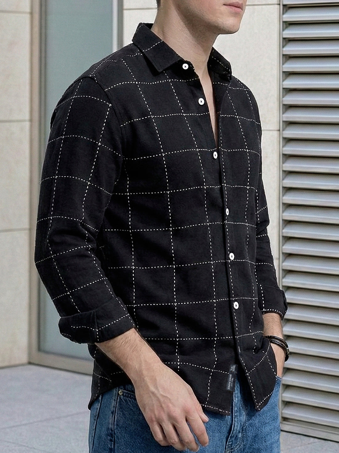 Skywave Black Check Full Sleeve Shirt