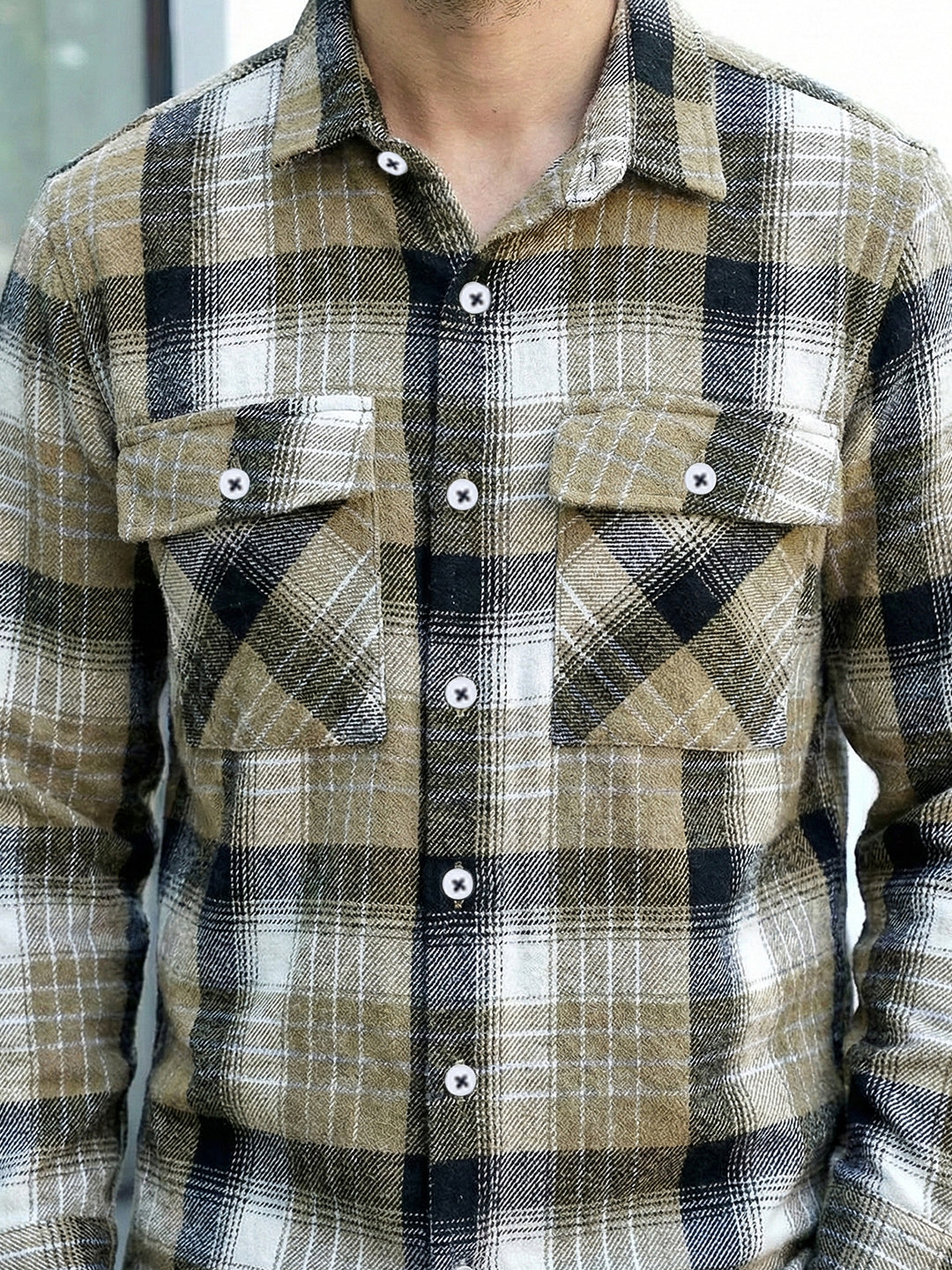 Fabric Theory Dried Moss Check Full Sleeve Shirt