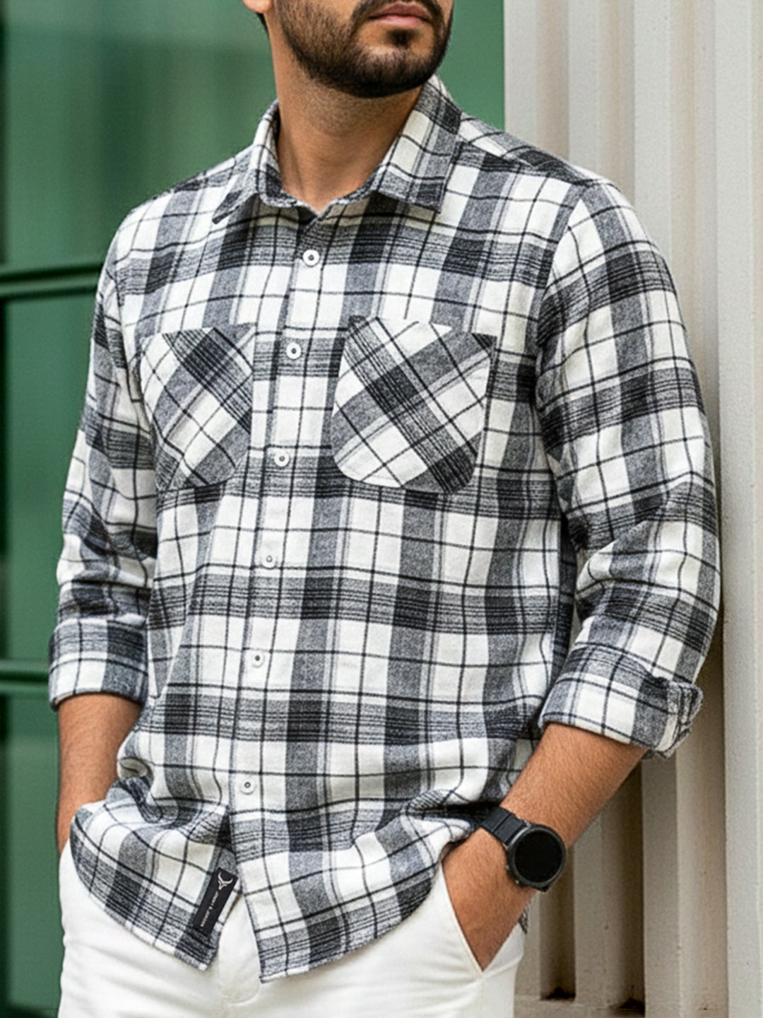 Old Town Black Check Full Sleeve Shirt