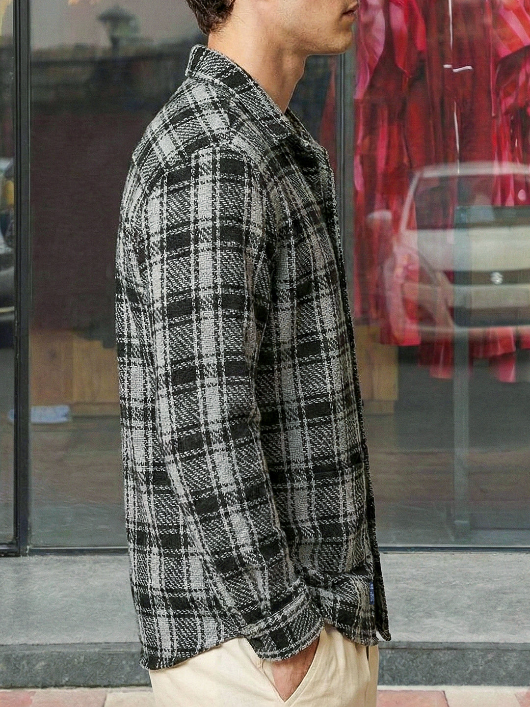 Crosshatch Grey Check Shacket