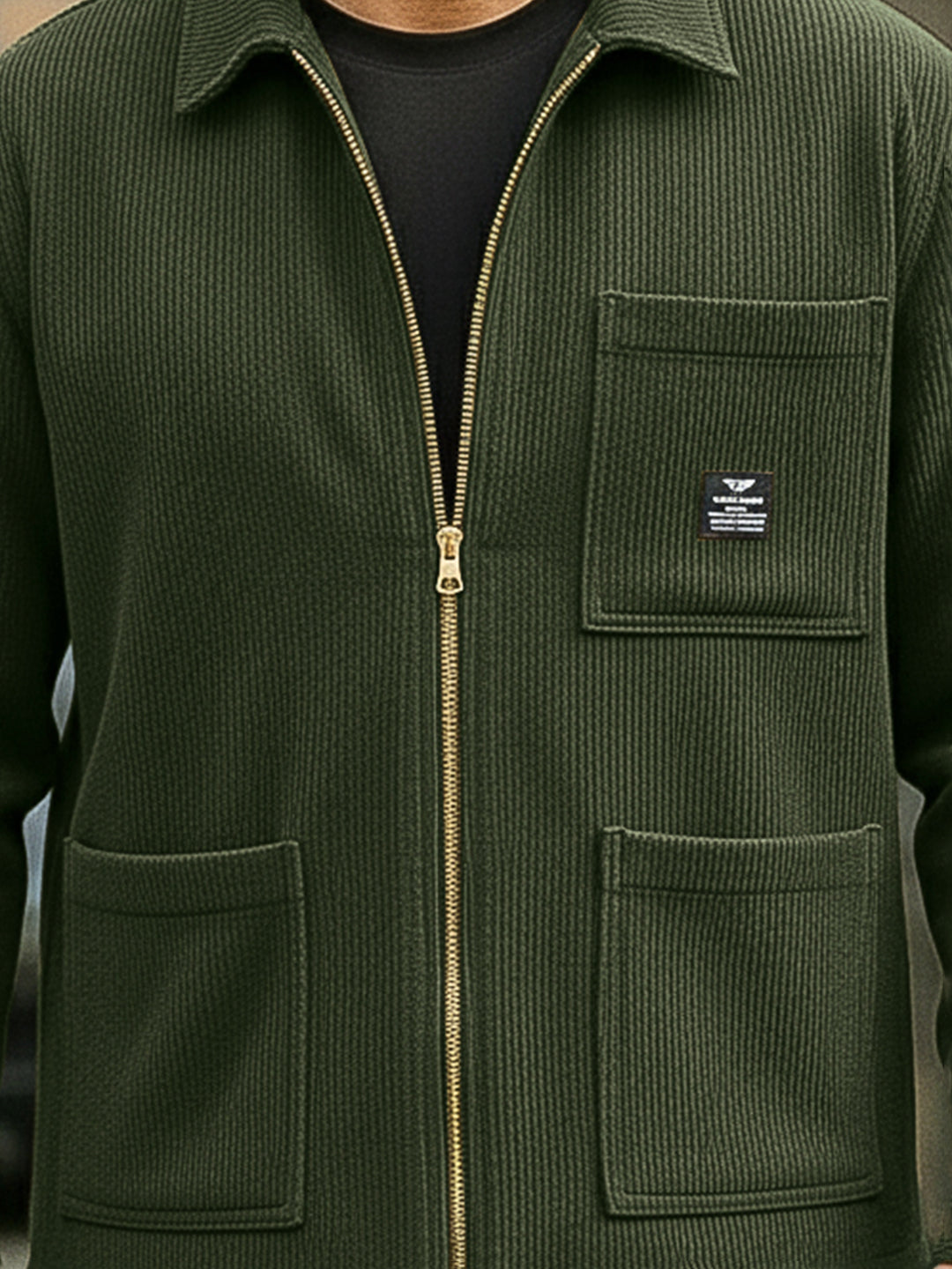 Sandstone Heritage Olive Ribbed Shacket
