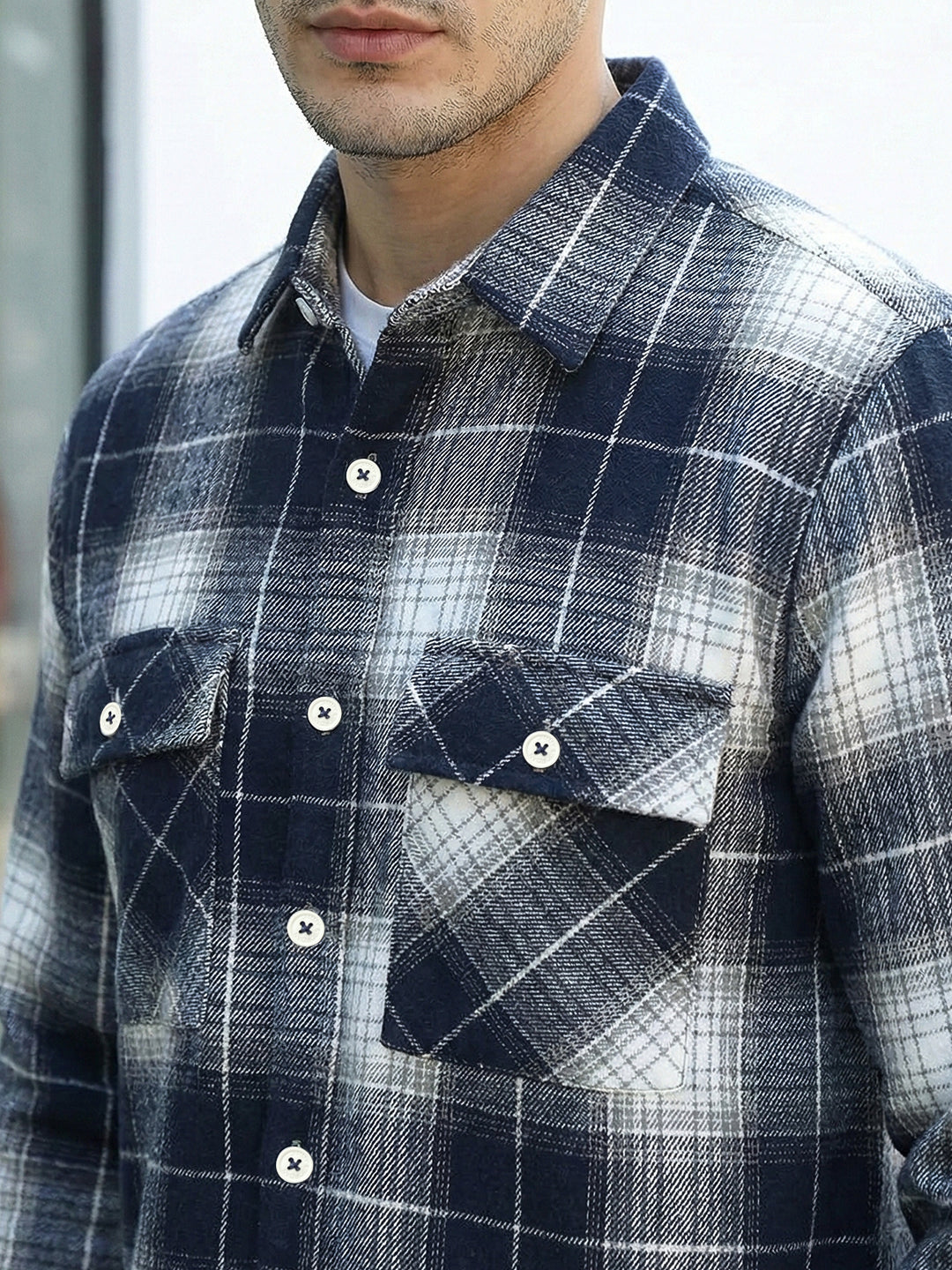 Fabric Theory Navy Check Full Sleeve Shirt