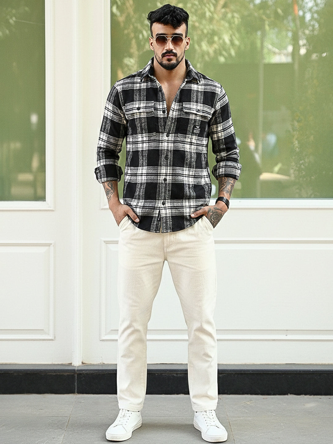 IronHawk Black Check Full Sleeve Shirt