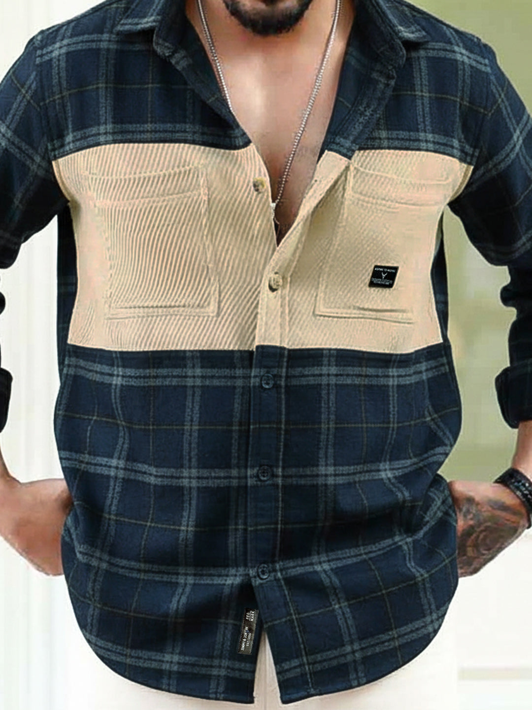 Thunderbird Dark Blue Check Full Sleeve Shirt