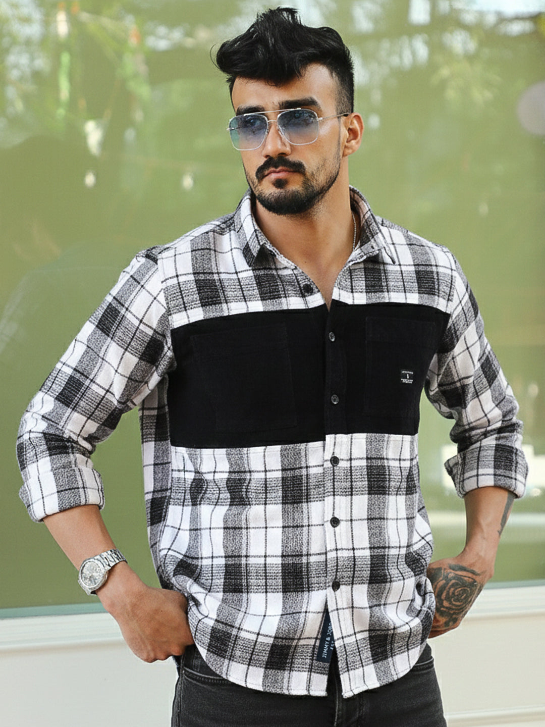 Thunderbird Black Check Full Sleeve Shirt