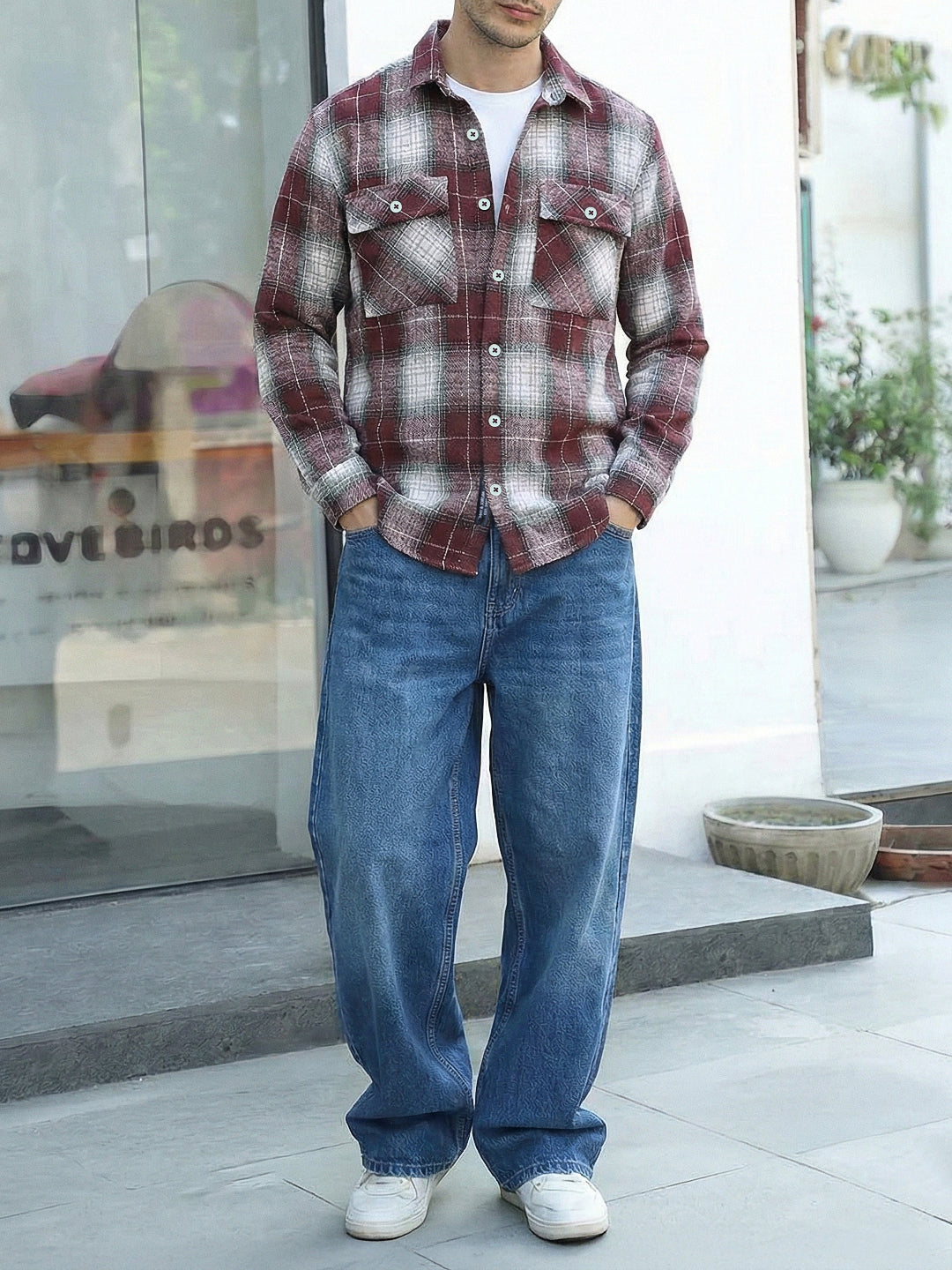 Fabric Theory Maroon Check Full Sleeve Shirt