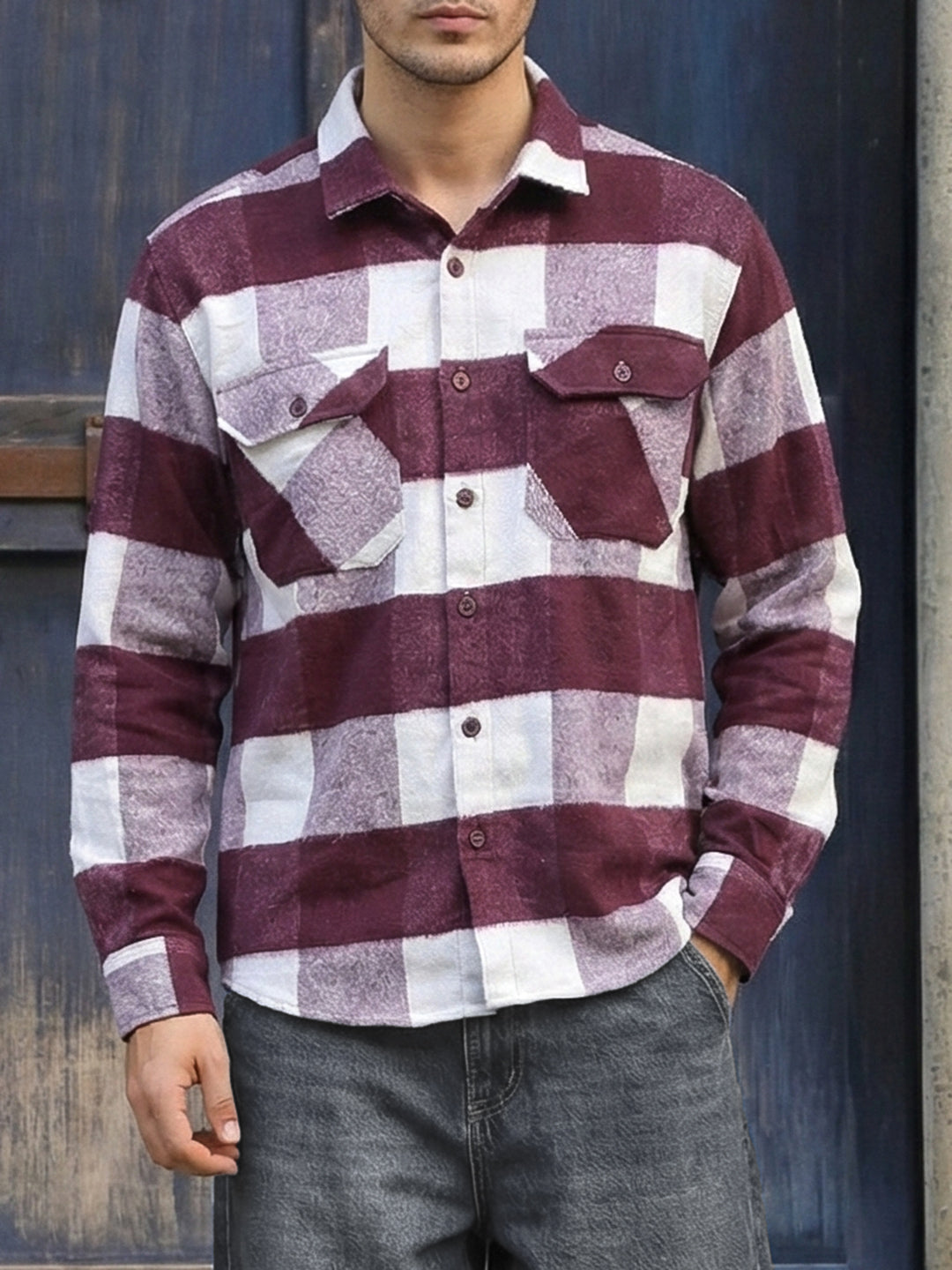 Frame Theory Maroon Check Full Sleeve Shirt