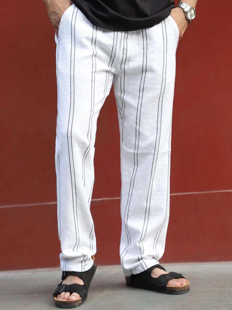 Zayden White Stripe Baggy Fit Trouser