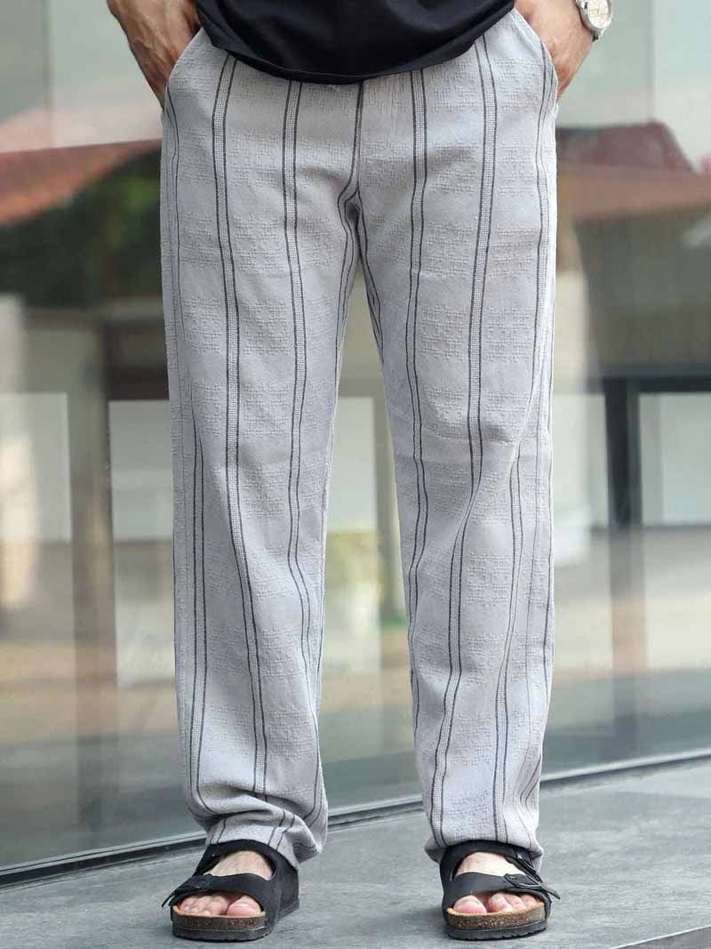Zayden Light Grey Stripe Baggy Fit Trouser