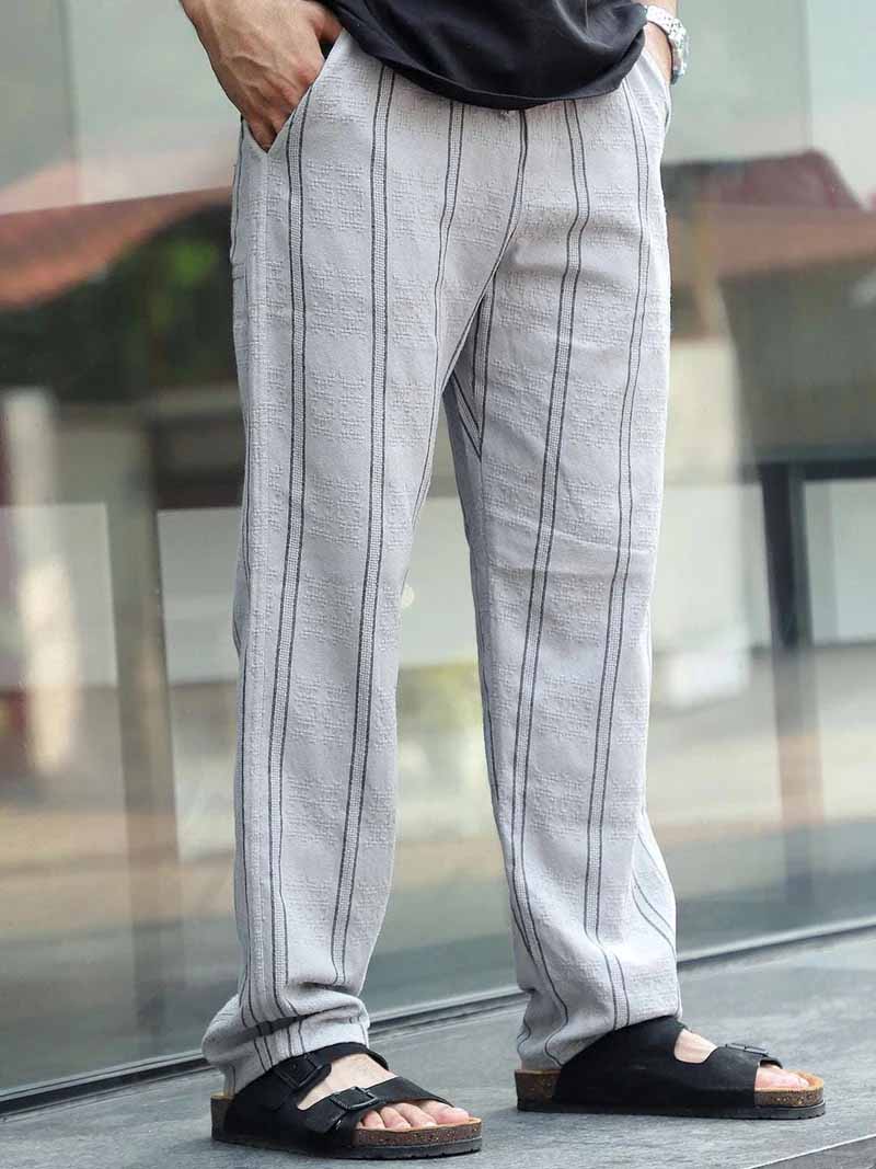 Zayden Light Grey Stripe Baggy Fit Trouser