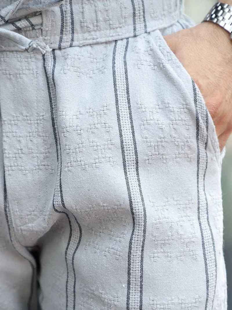 Zayden Light Grey Stripe Baggy Fit Trouser