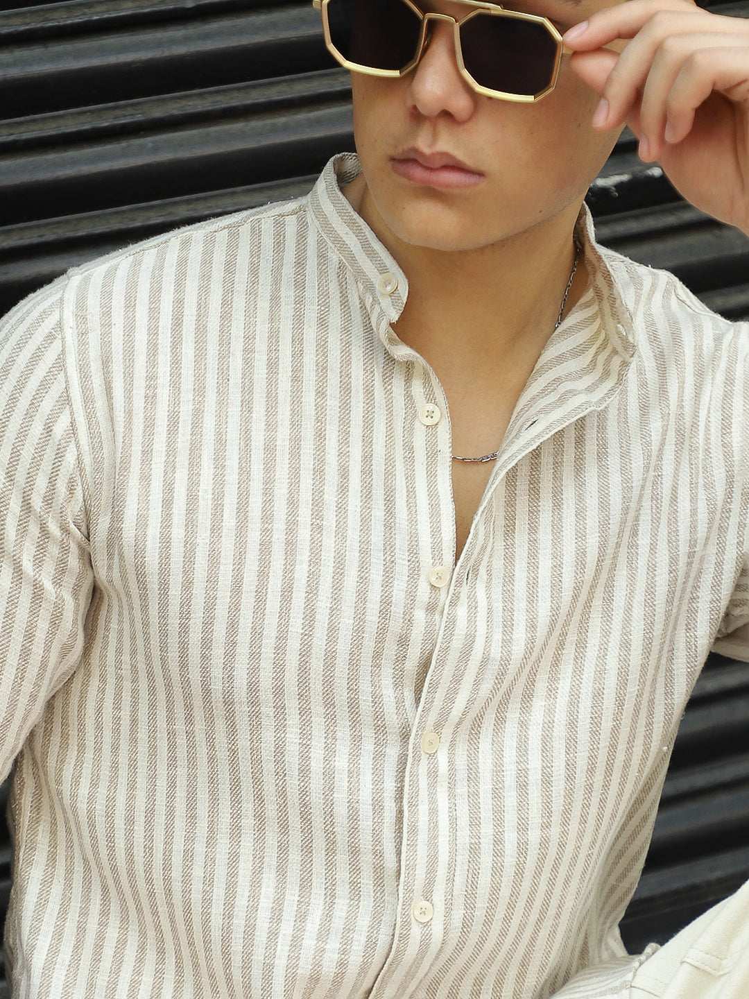 Linen Brown Shirt Men