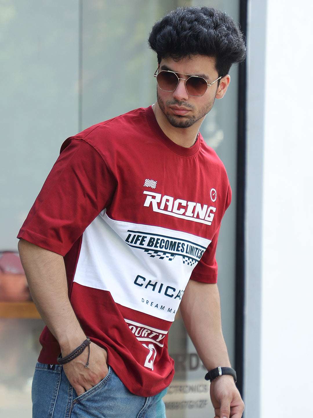 Adrenaline Rush Red Oversized T-Shirt