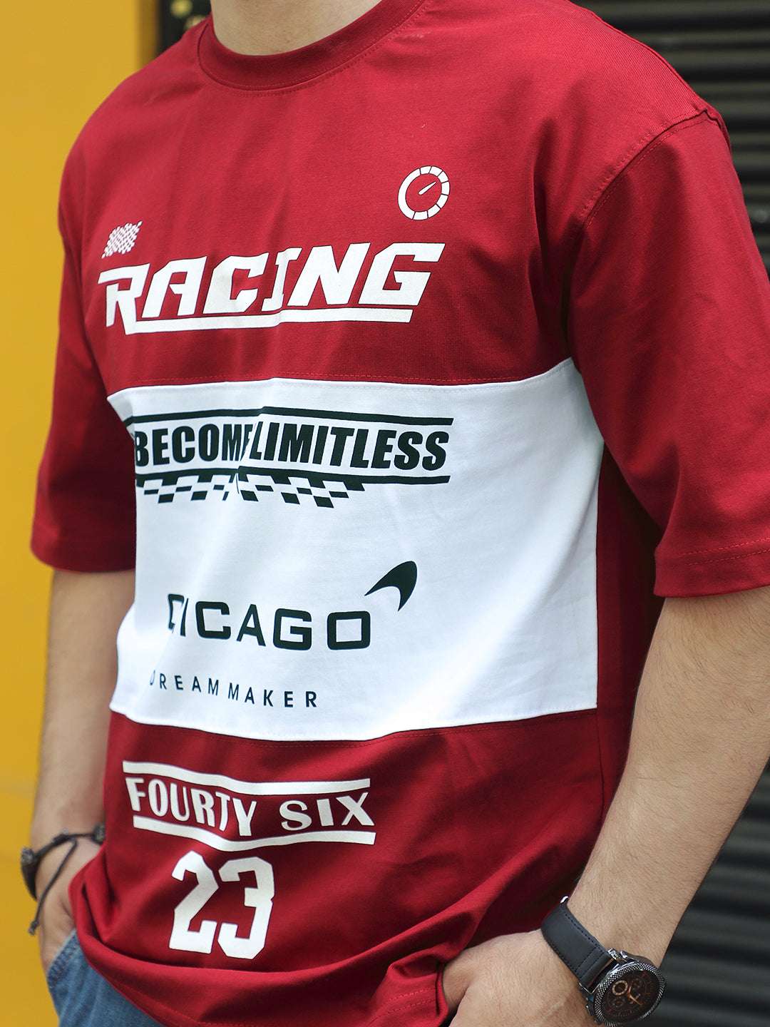 Adrenaline Rush Red Oversized T-Shirt