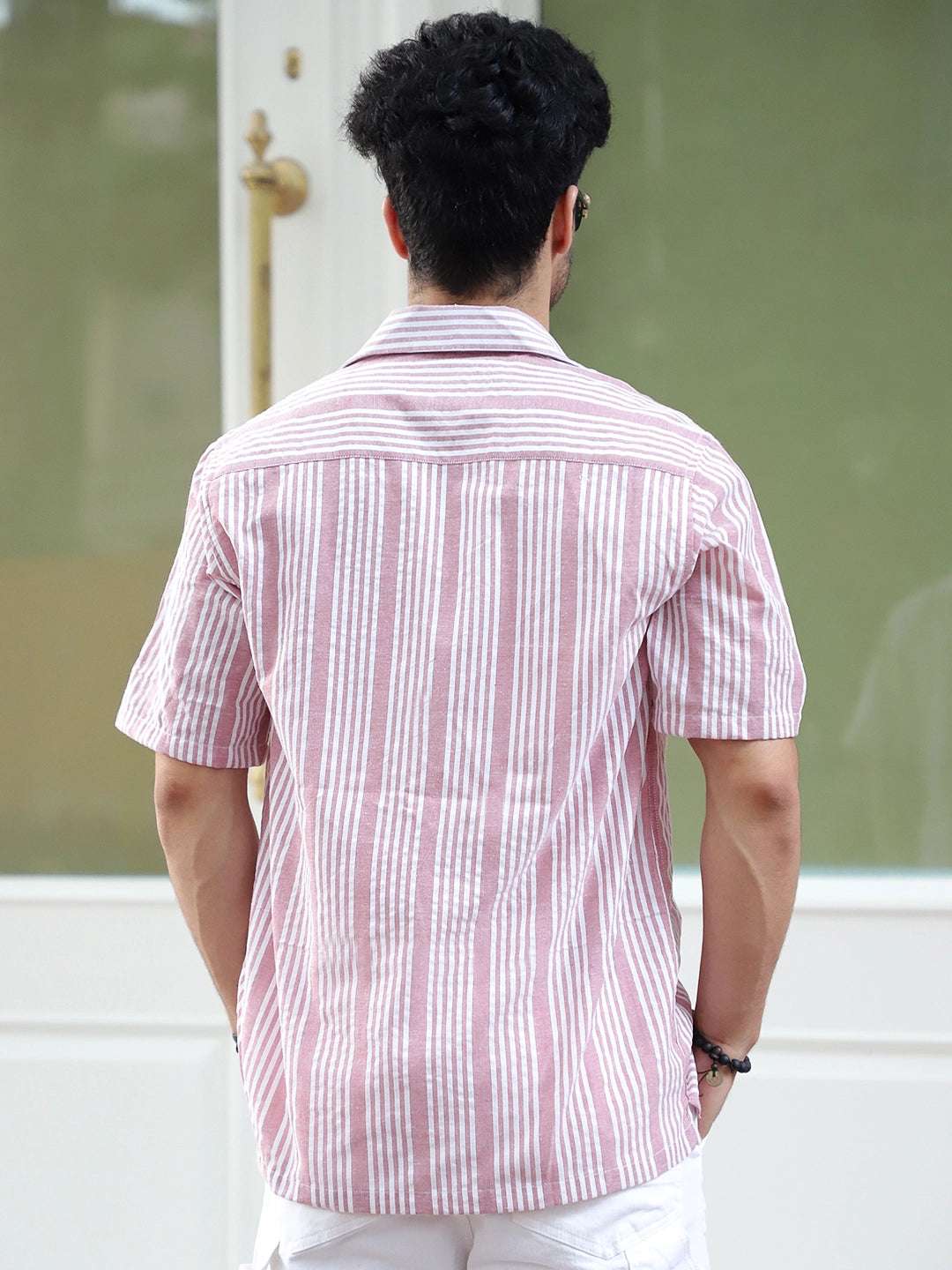 SnugSky Neon Pink Half Sleeve Stripe Shirt