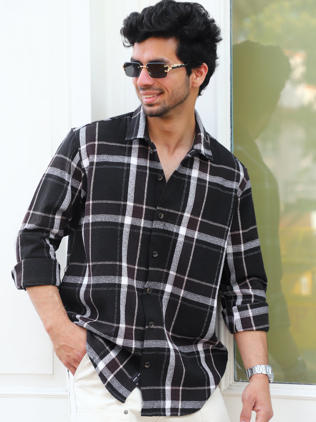 Bloom State Black Check Full Sleeve Shirt