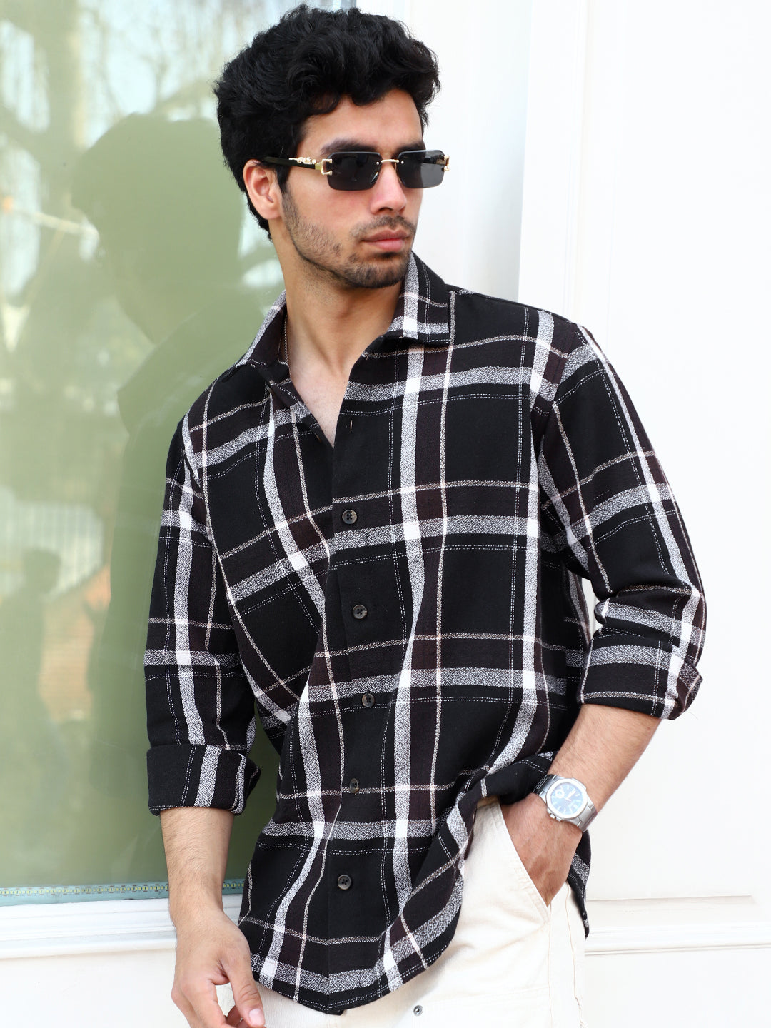 Bloom State Black Check Full Sleeve Shirt