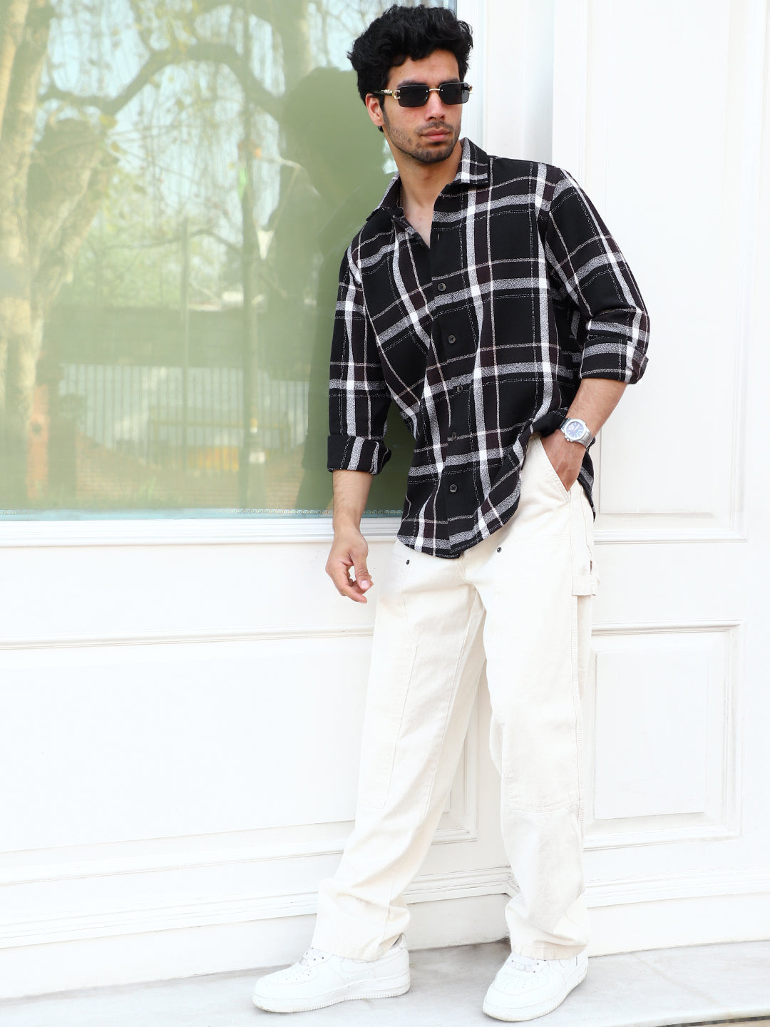 Bloom State Black Check Full Sleeve Shirt
