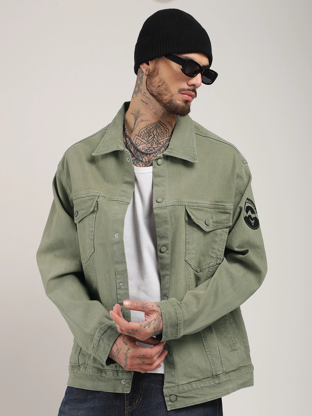 Green Denim Jacket for Men