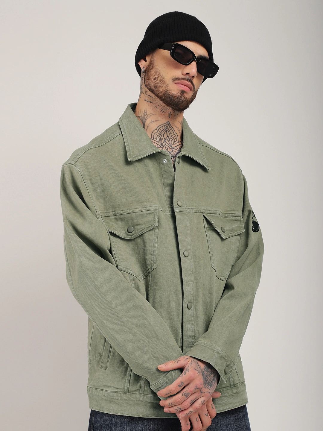 Green Denim Jacket for Men