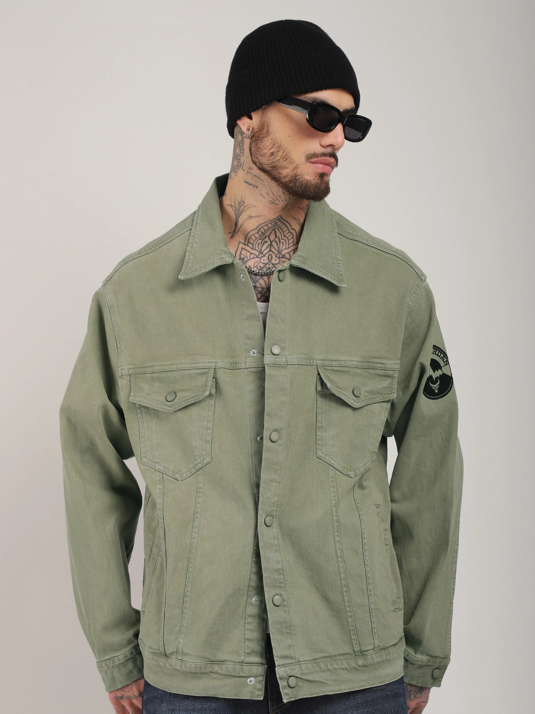 Green Denim Jacket for Men