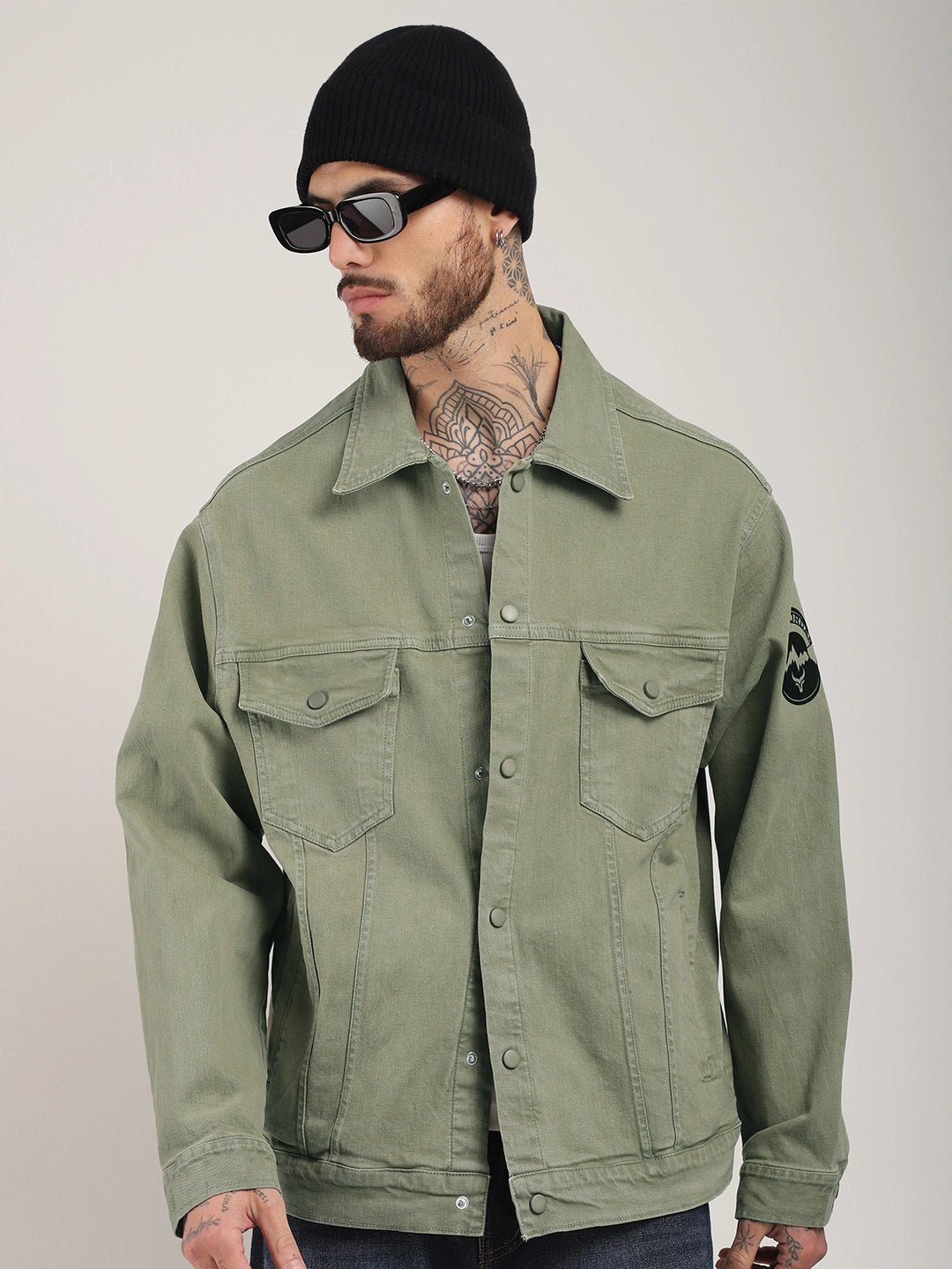Green Denim Jacket for Men