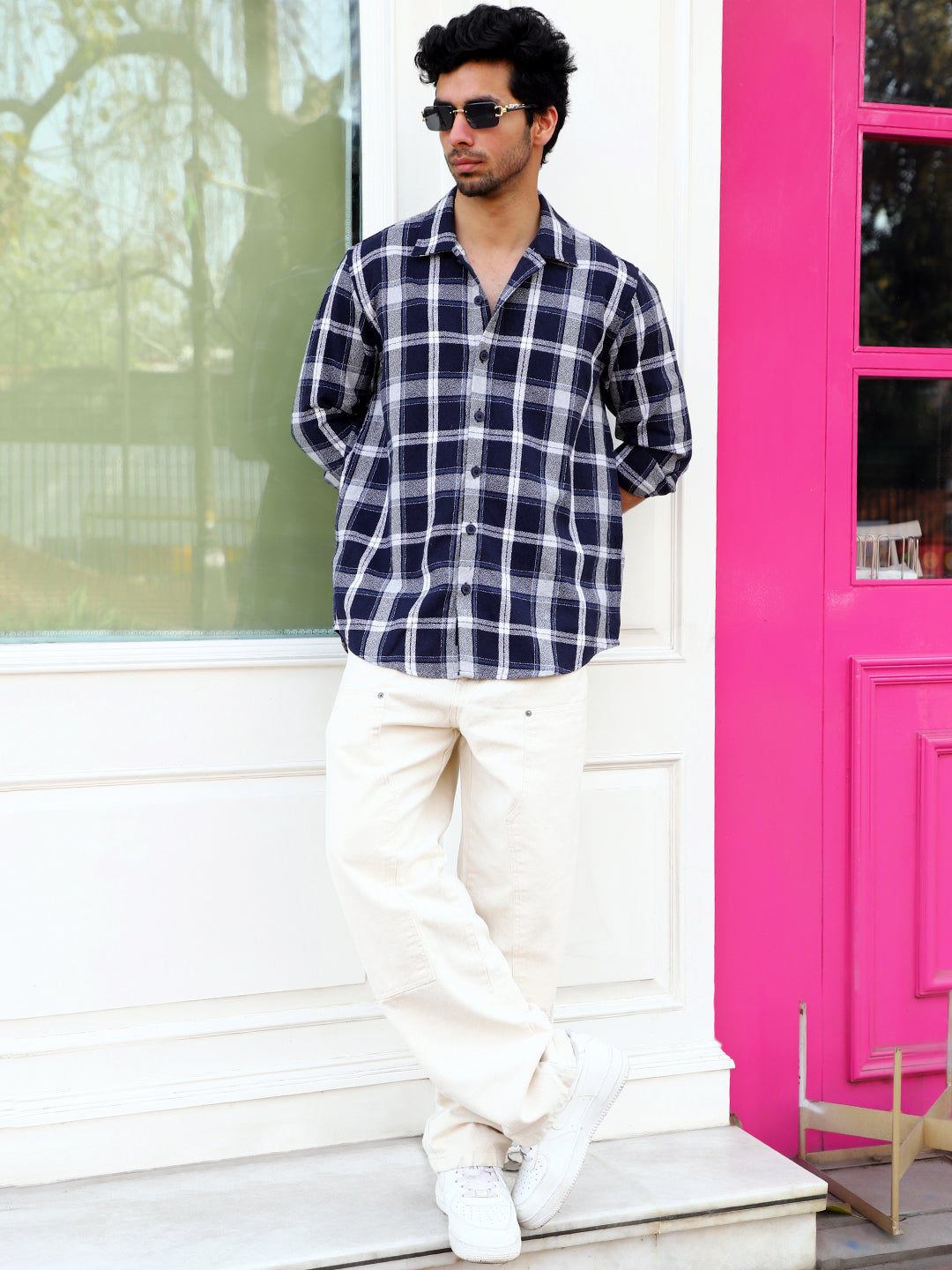 Bloom State Dark Blue Check Full Sleeve Shirt