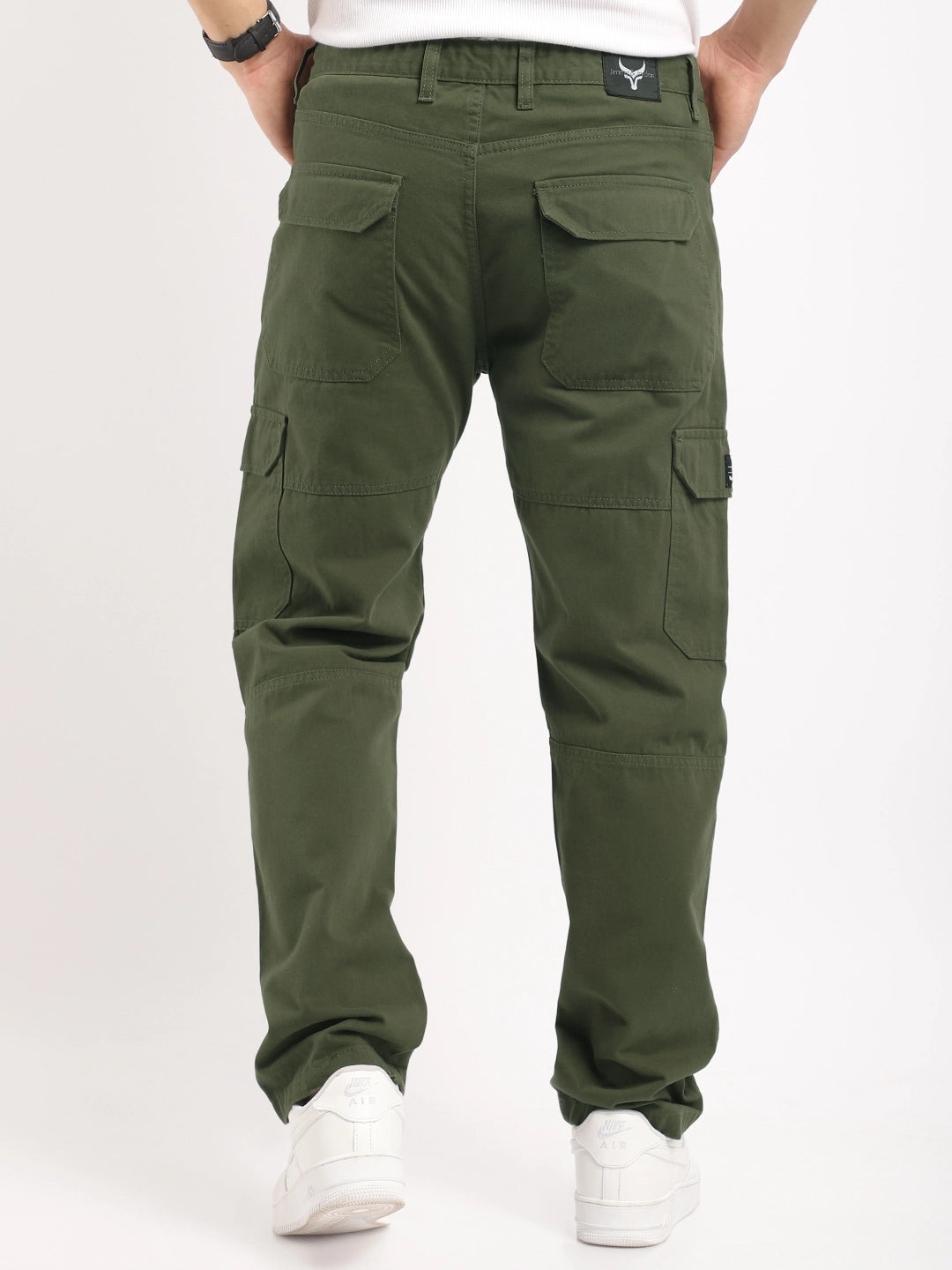 Men Green Cotton Cargo