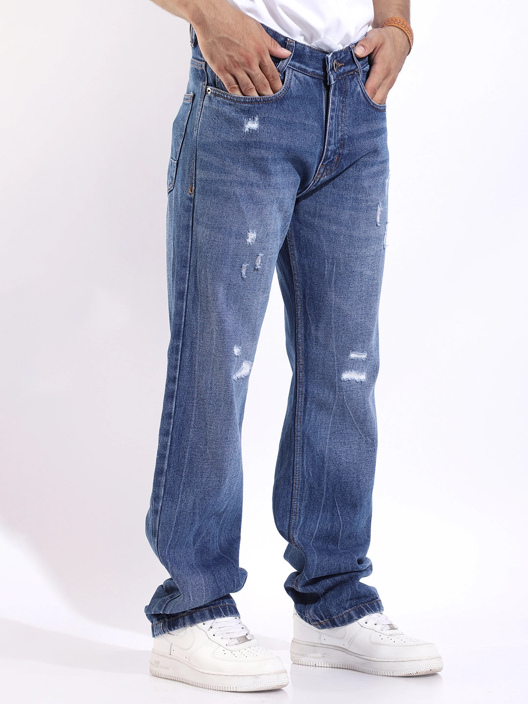 Bravik Blue Denim Straight Fit Jeans