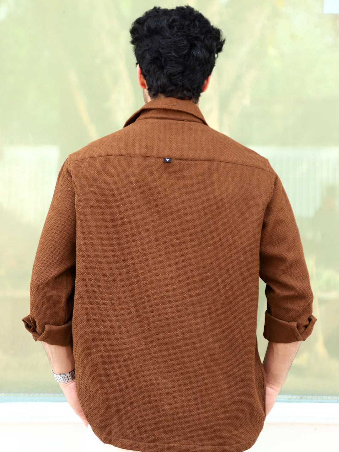 Honey Drift Brown Ribbed Shacket