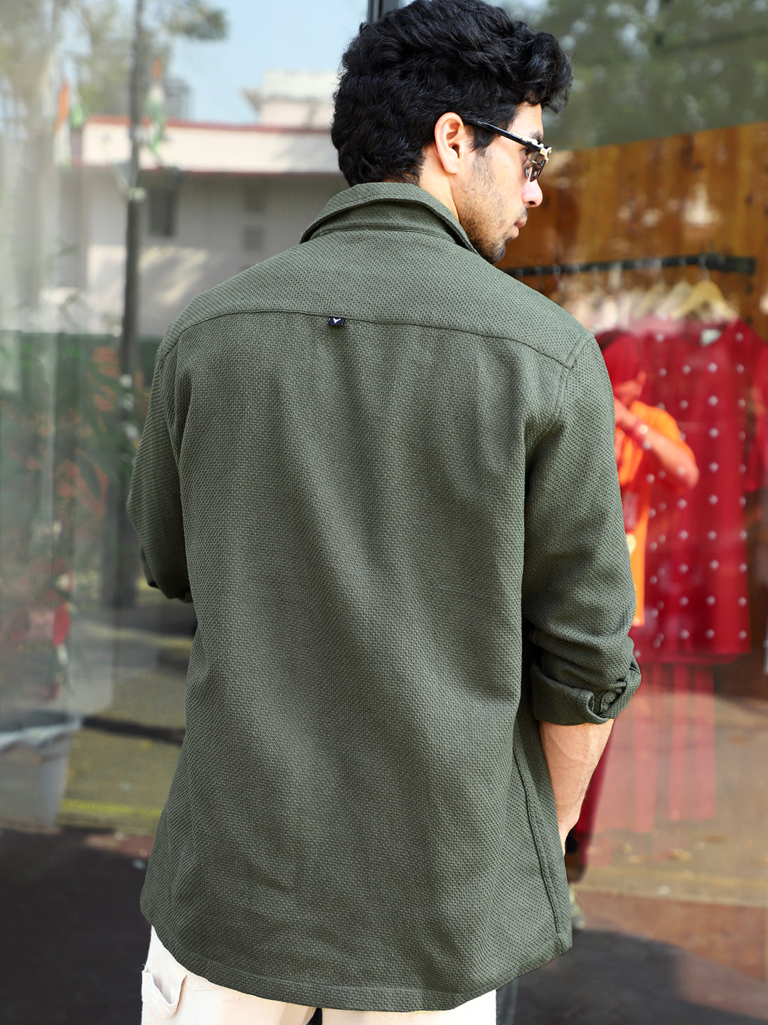 Honey Drift Olive Ribbed Shacket