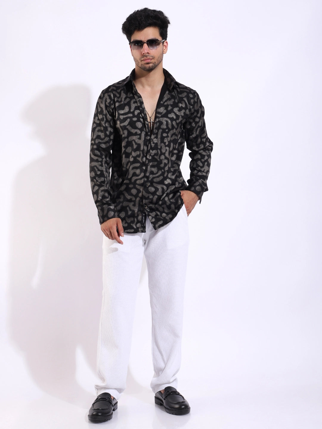 Wilderness Silver Black Animal Printed Shirt