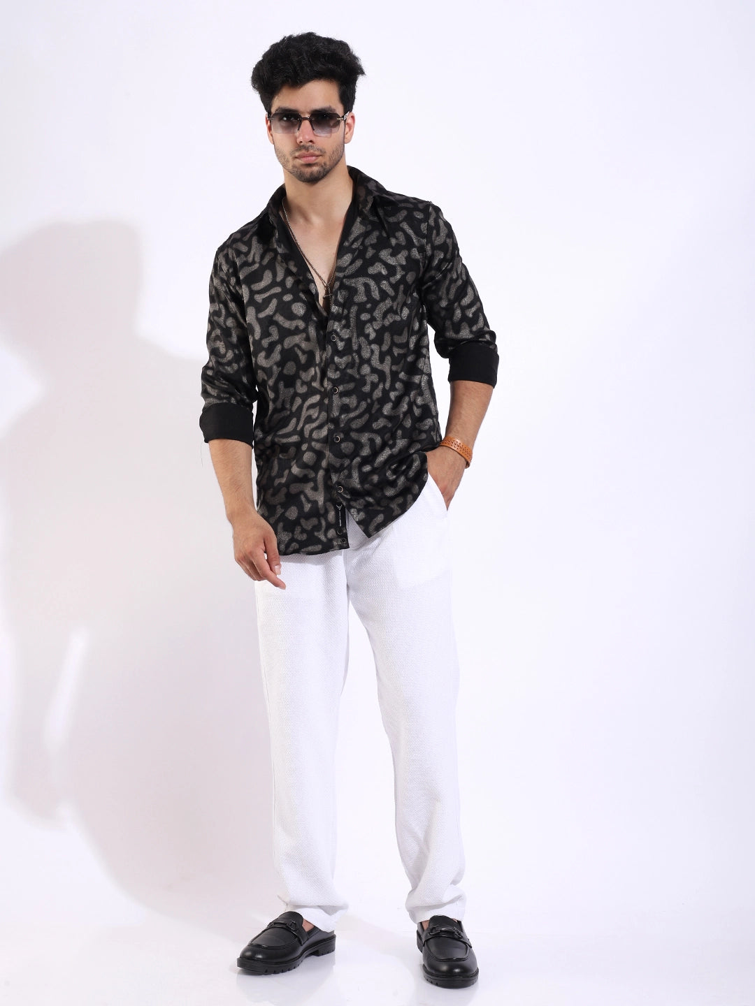 Wilderness Silver Black Animal Printed Shirt