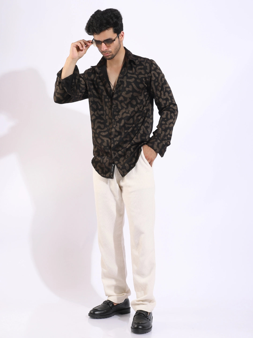 Wilderness Gold Black Animal Printed Shirt