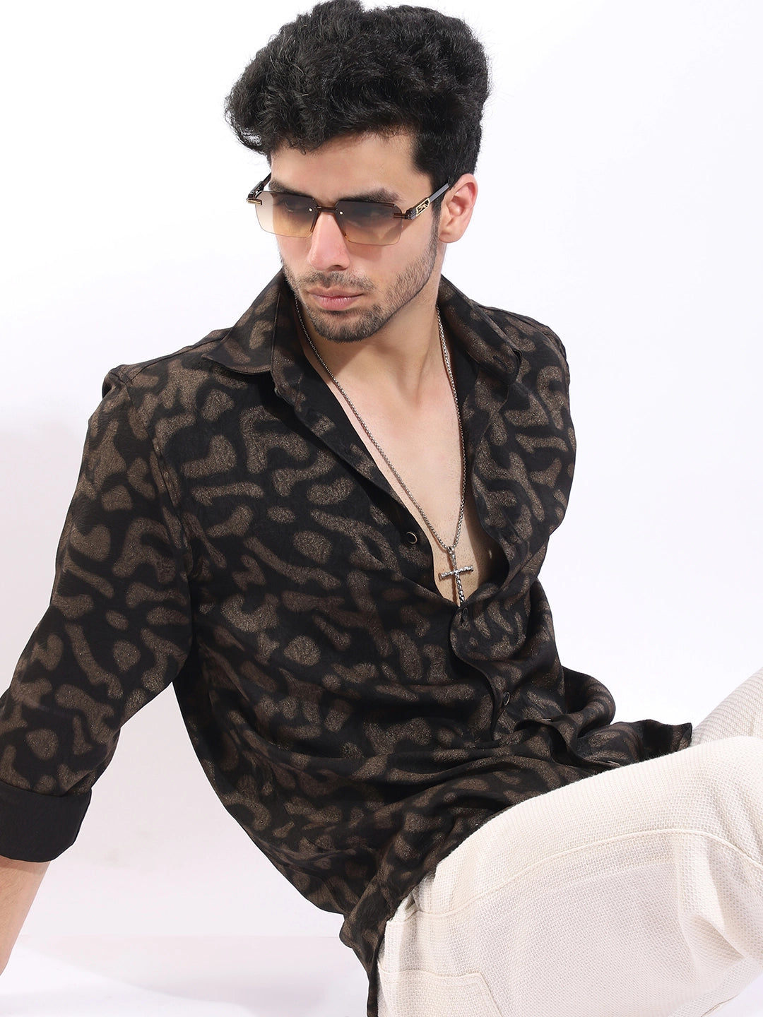 Wilderness Gold Black Animal Printed Shirt