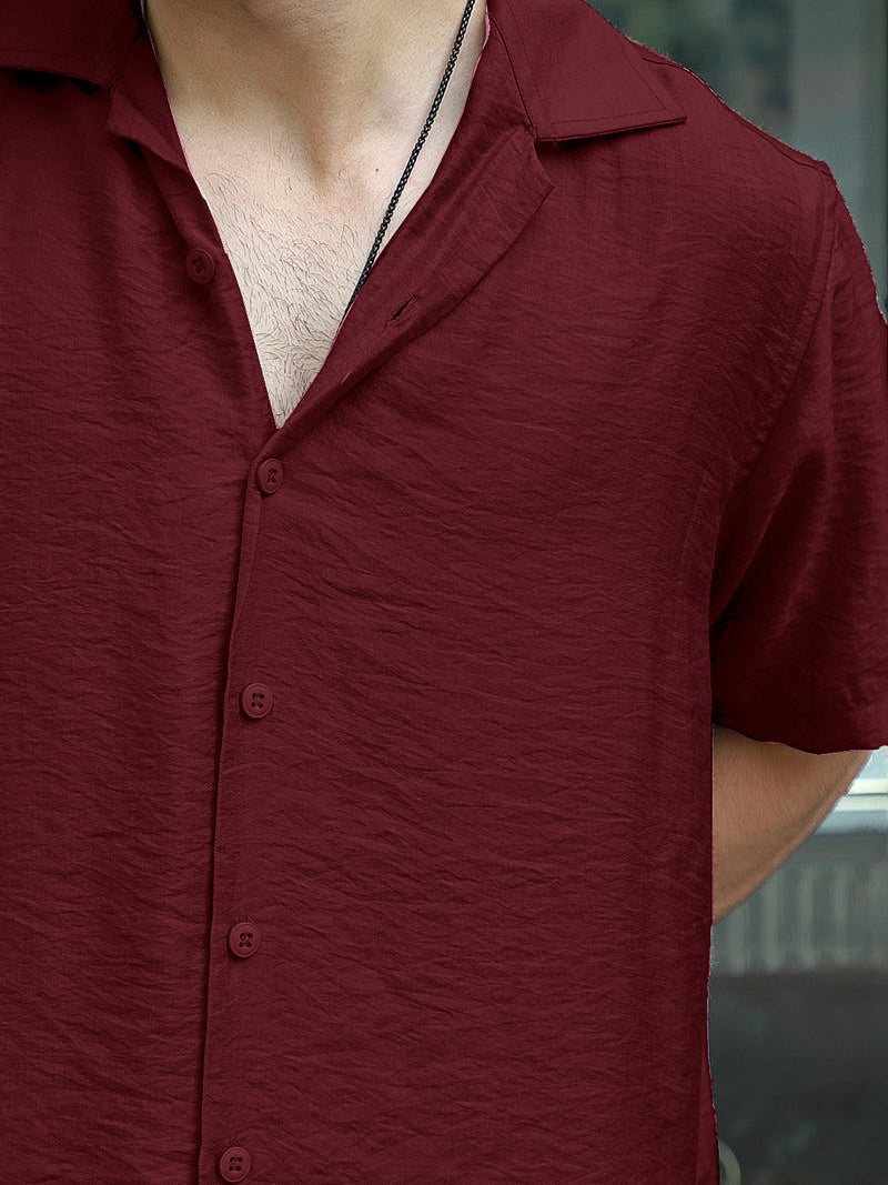 Linen Atlantica Maroon Co-Ord Set