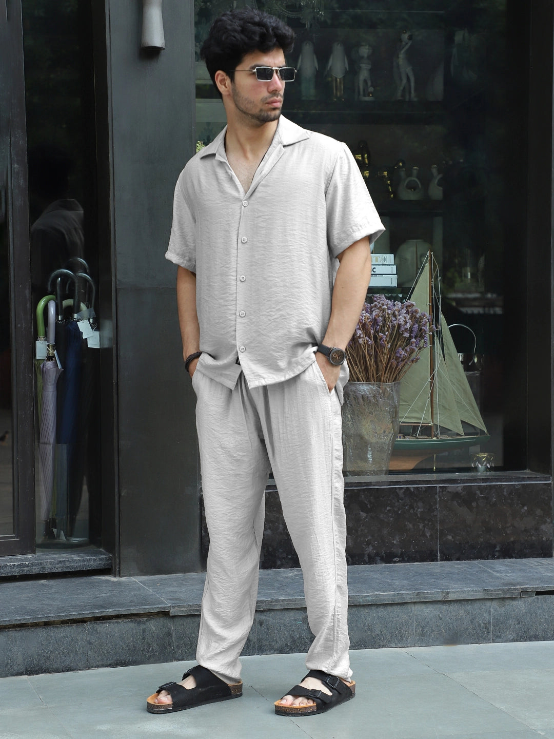 Linen Atlantica Light Grey Co-Ord Set