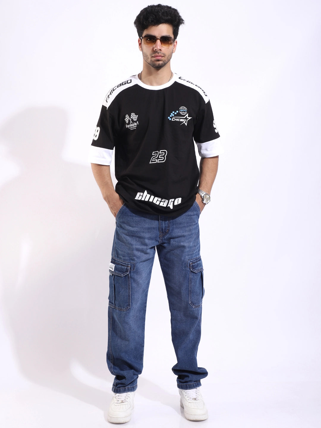 Vireon Blue Baggy Fit Denim Cargo