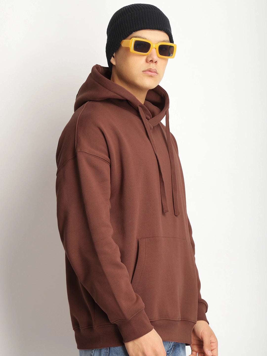 Men Brown Oversized Hoodie