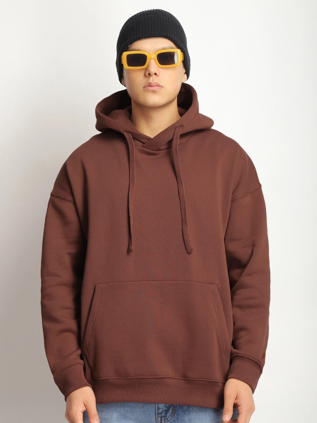 Men Brown Oversized Hoodie