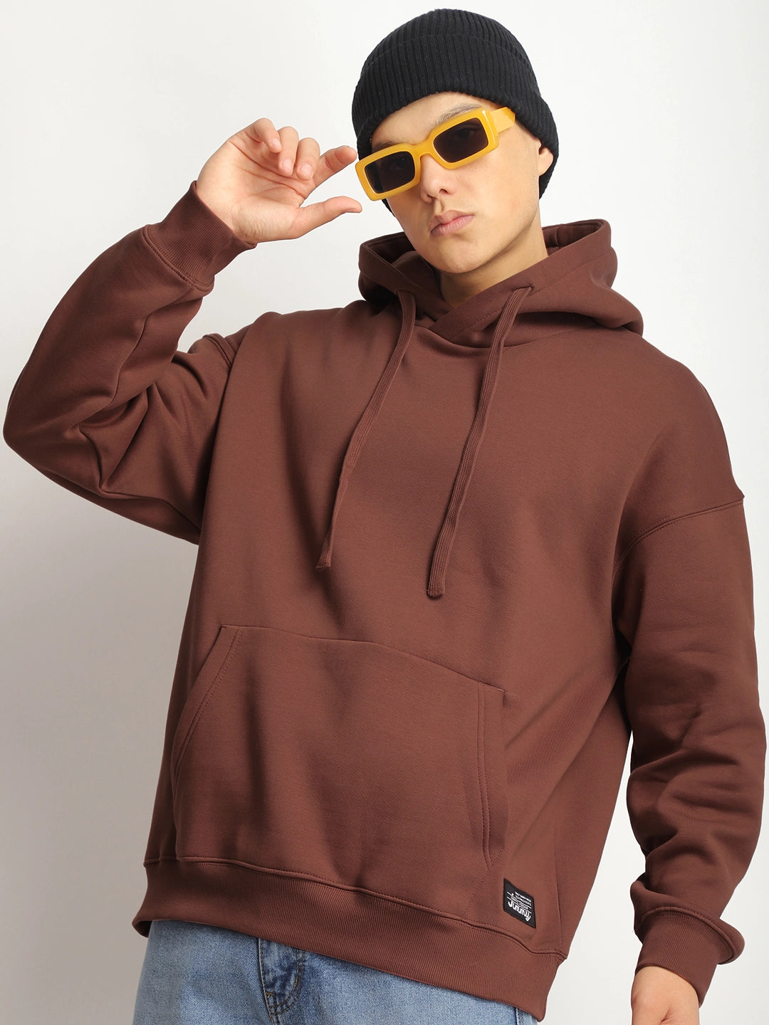 Men Brown Oversized Hoodie